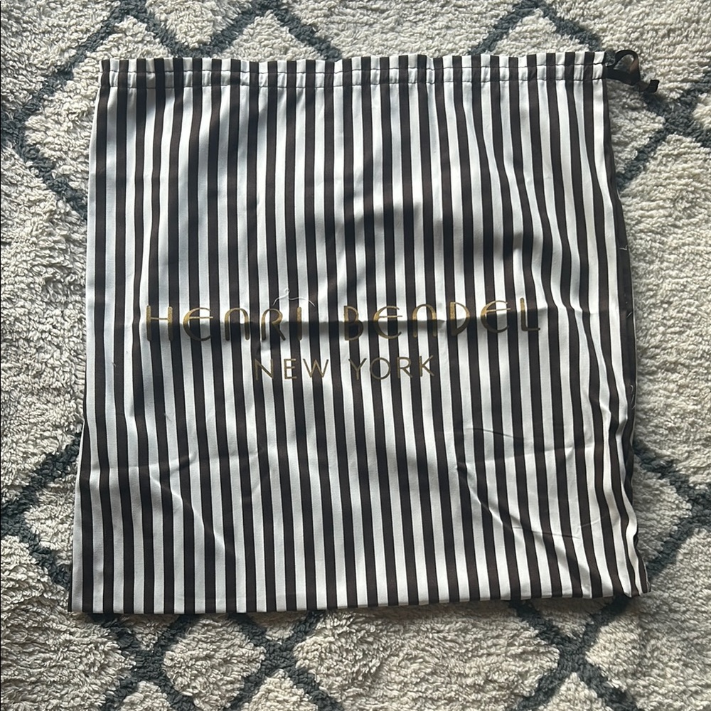 Henri Bendel Brown and White Striped Pouch